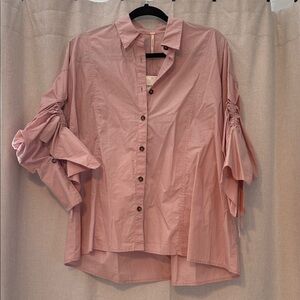 Free People NWT Pink Button-Up Top S